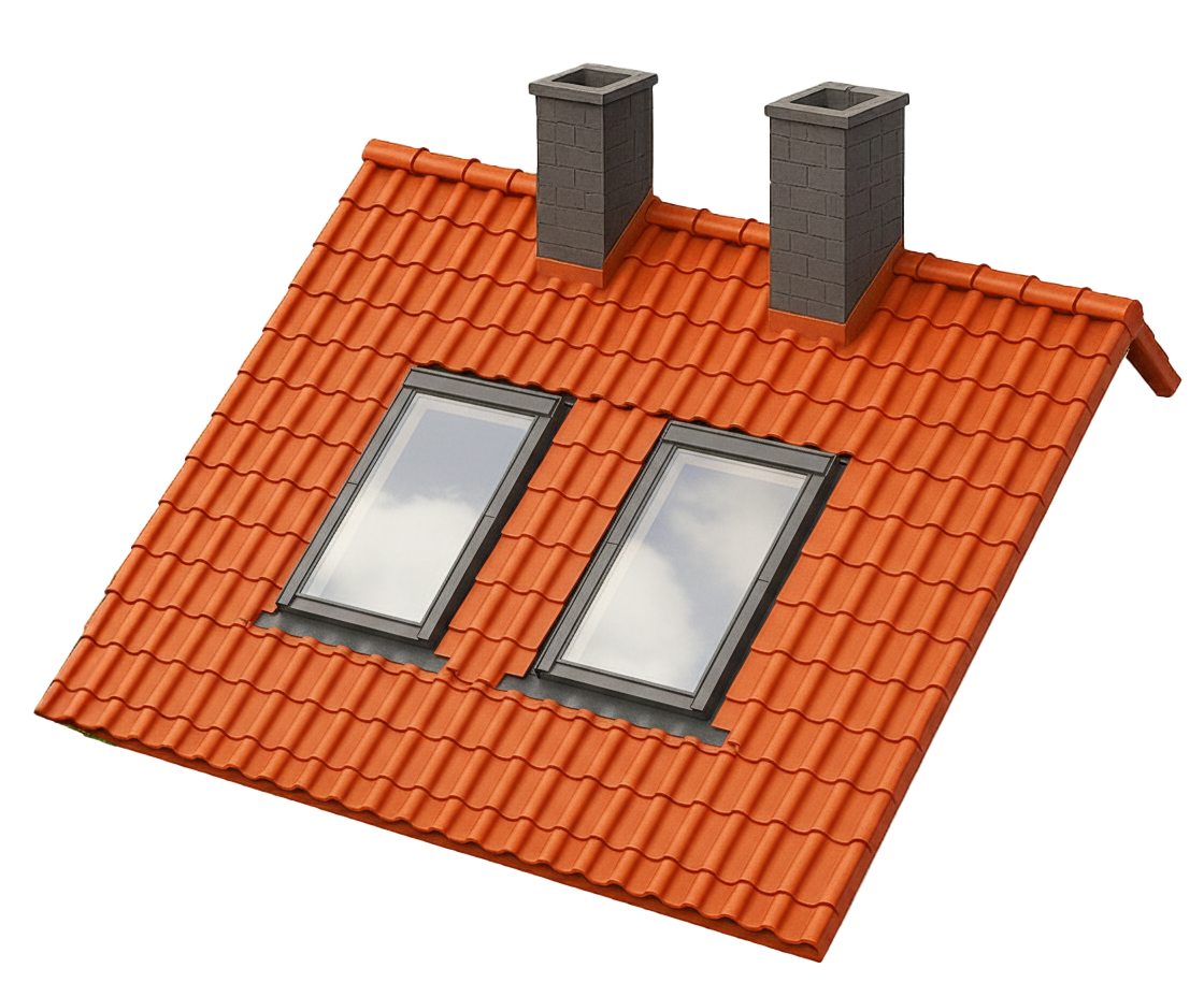 3d render von zwei dachfenster in einen dach
